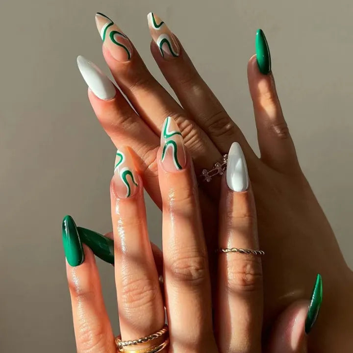 Green French Nails